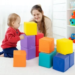 12 Stück Schaumstoff Bausteine Softbausteine Kletterbare Weiche Schaumstoffwürfel Bunt
