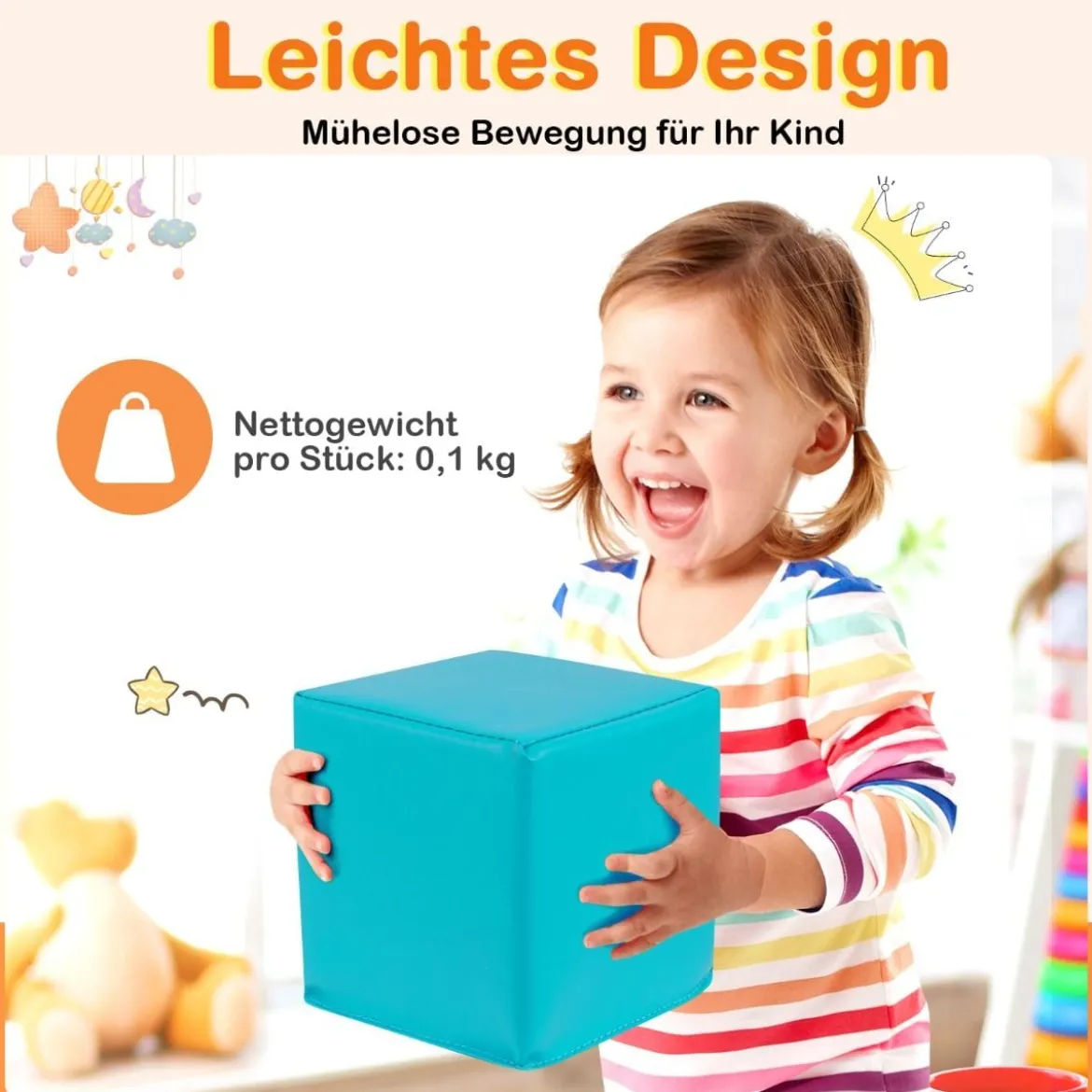 12 Stück Schaumstoff Bausteine Softbausteine Kletterbare Weiche Schaumstoffwürfel Bunt