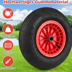 2 Stück 4.80/4.00-8 Schubkarrenreifen und Räder 40 cm Gummiräder mit 2 cm Lagern Schwarz