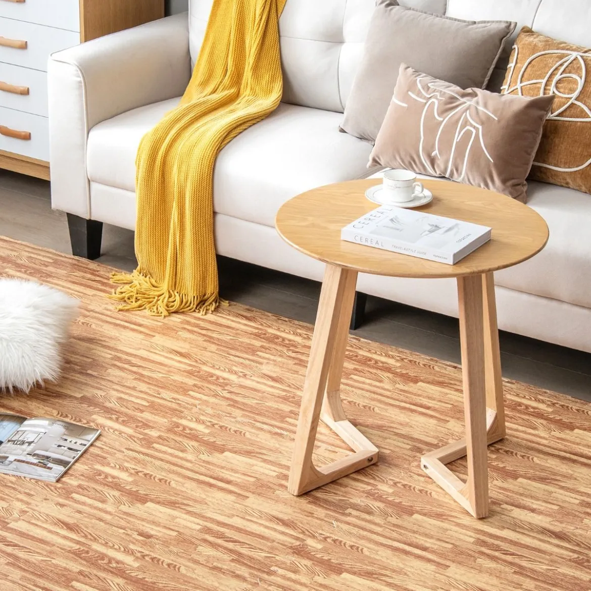12 Stück Schutzmatte aus Eva mit Holzmasserung Puzzlematte für Bodenschutz 61 x 61 cm Natur