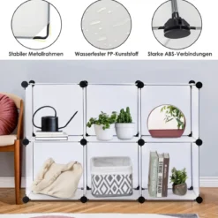 Steckregal aus 6 Würfel DIY Würfelregal stapelbar aus Kunststoff Regalsystem Stufenregal Weiß