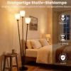Stehlampe 153 cm Stehleuchte mit 3 E27-fassungen Leselampe 3 Flammig mit Lampenschirm Schwarz