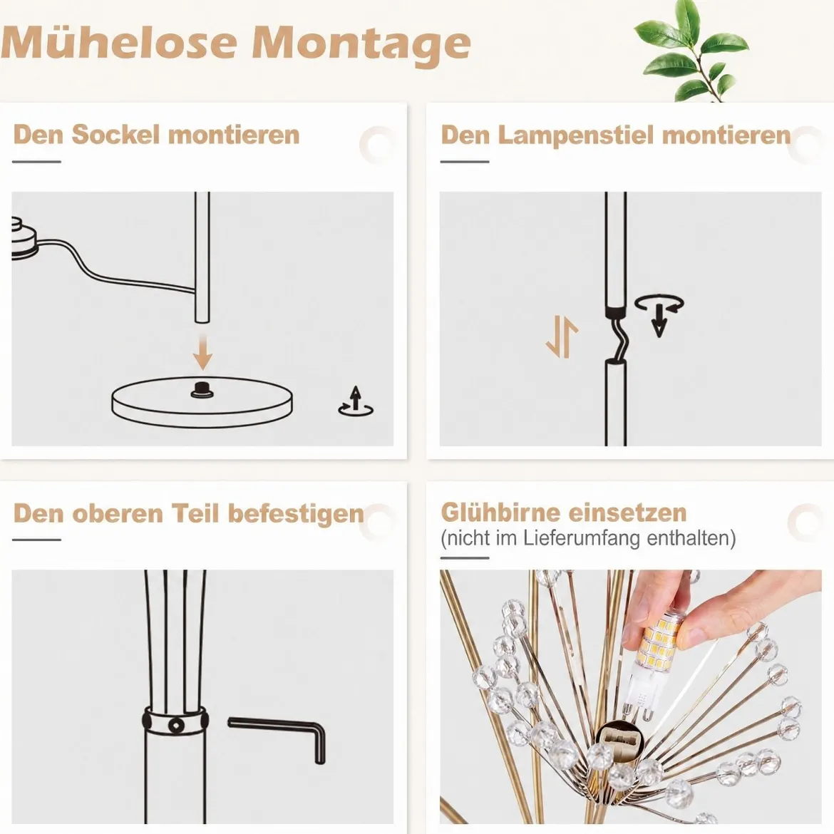 Stehlampe in Löwenzahnform Moderne Standleuchte Dekorative Stehleuchte mit Metallrahmen 28 x 180 cm