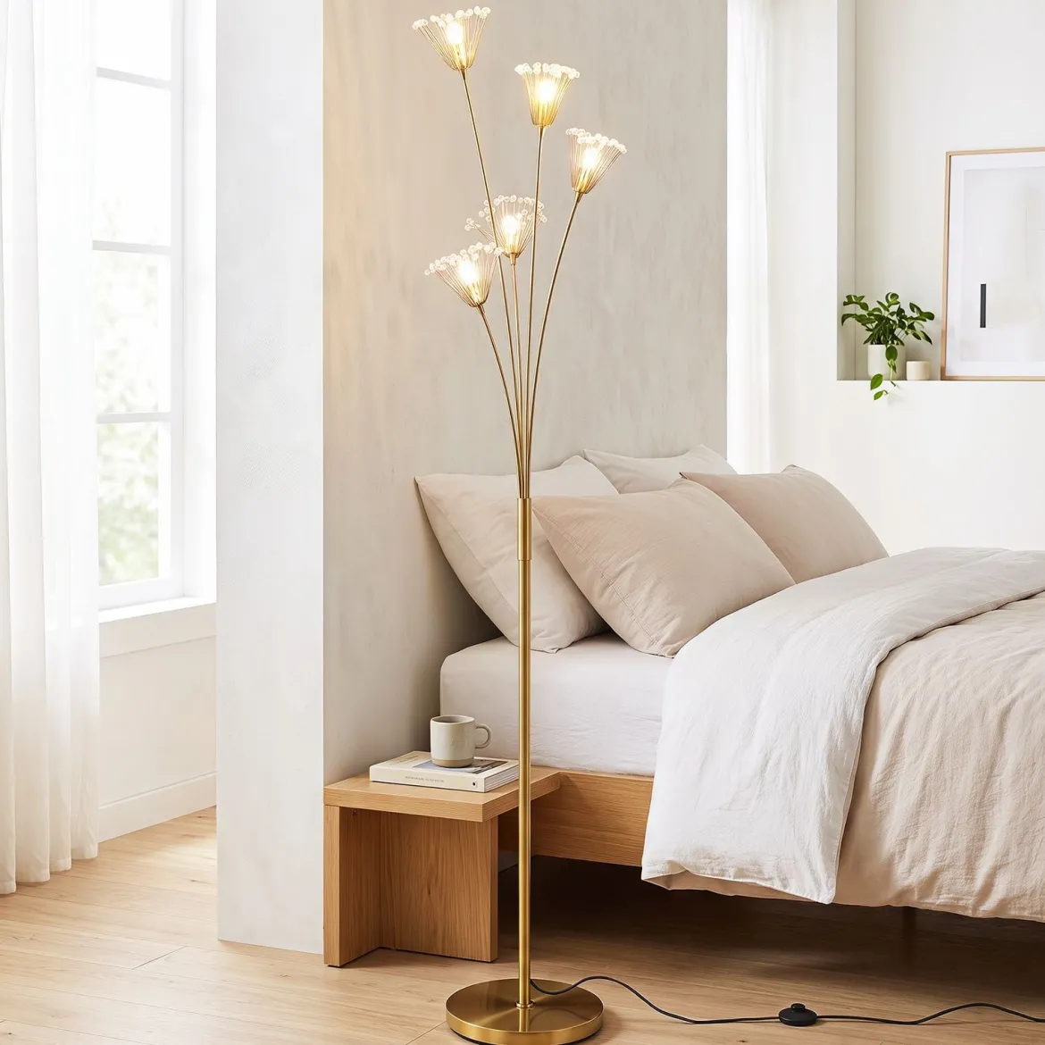 Stehlampe in Löwenzahnform Moderne Standleuchte Dekorative Stehleuchte mit Metallrahmen 28 x 180 cm