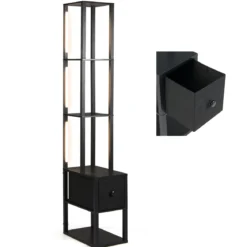Stehlampe mit einstellbarer Helligkeit moderne Stehleuchte mit Beistelltisch 43,5 x 26,5 x 169 cm Schwarz