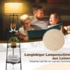 Stehlampe mit Holzregale Belastbar bis 15kg Stehleuchte mit Leinen Lampenschirm