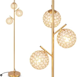Stehlampe mit 3 Lampenschirmen und Fußschalter freistehende Standlampe 169cm Baumlampe