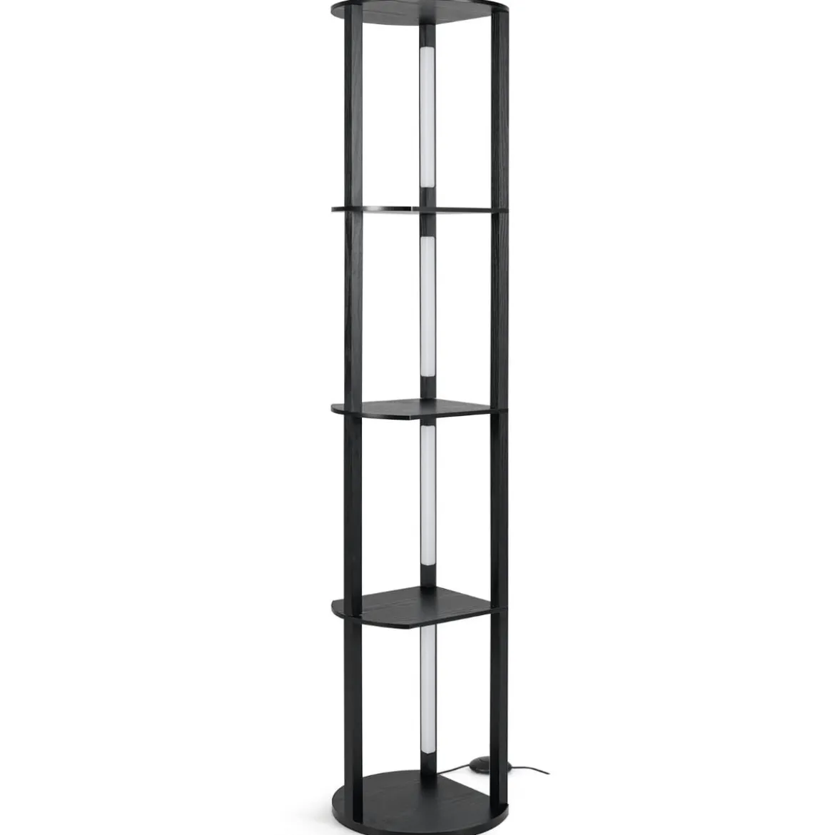 Stehlampe mit Regalen & 4 Drehbaren LED-Streifen & Fußschalter Stehleuchte Ablageregal