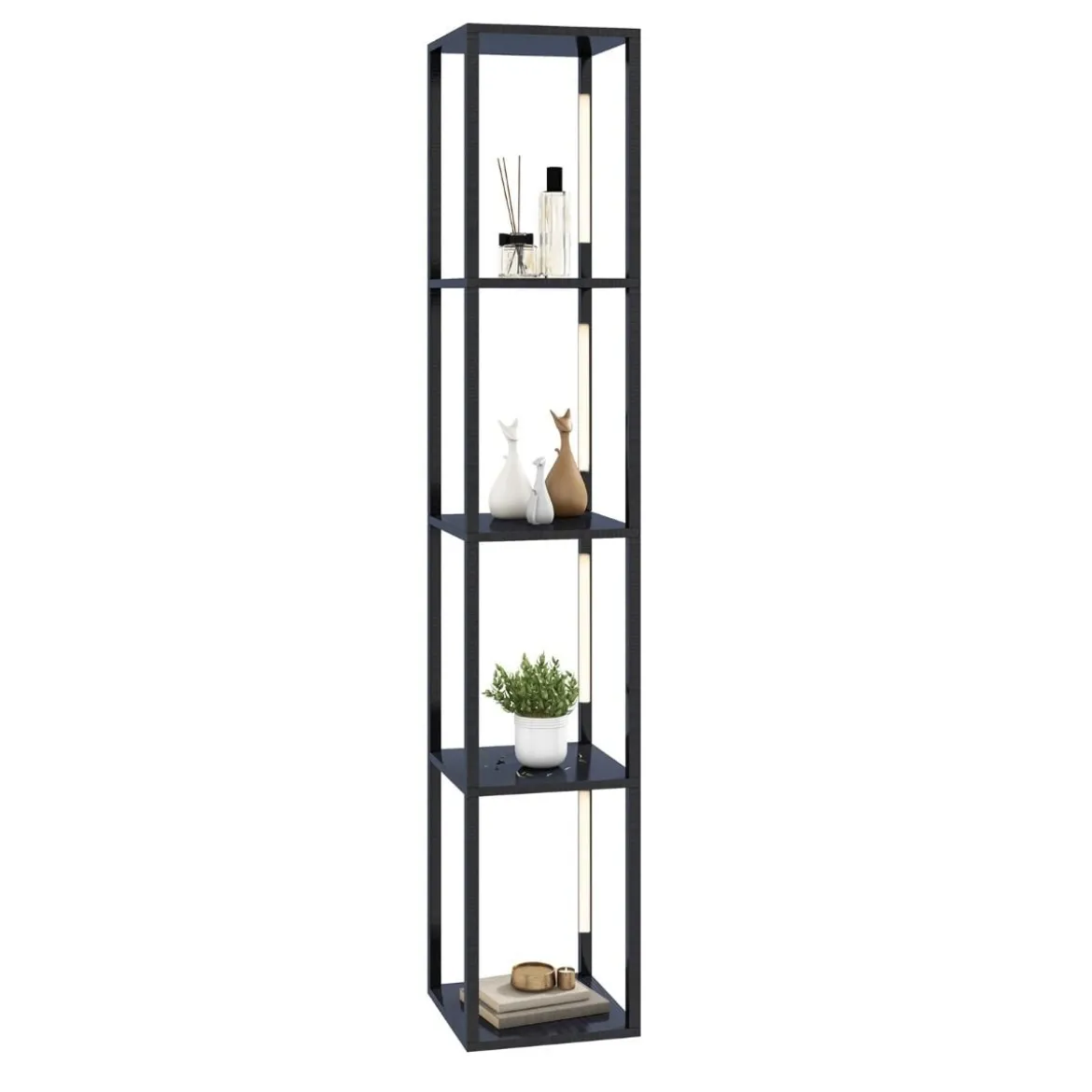 Stehlampe Modernes Beleuchtetes Ablageregal 29 x 29 x 163 cm Schwarz