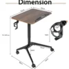 Stehschreibtisch Sitz-Steh Schreibtisch mit Arbeitsplatte und 4 Rollen 72 x 50 x 74-107 cm Braun + Schwarz