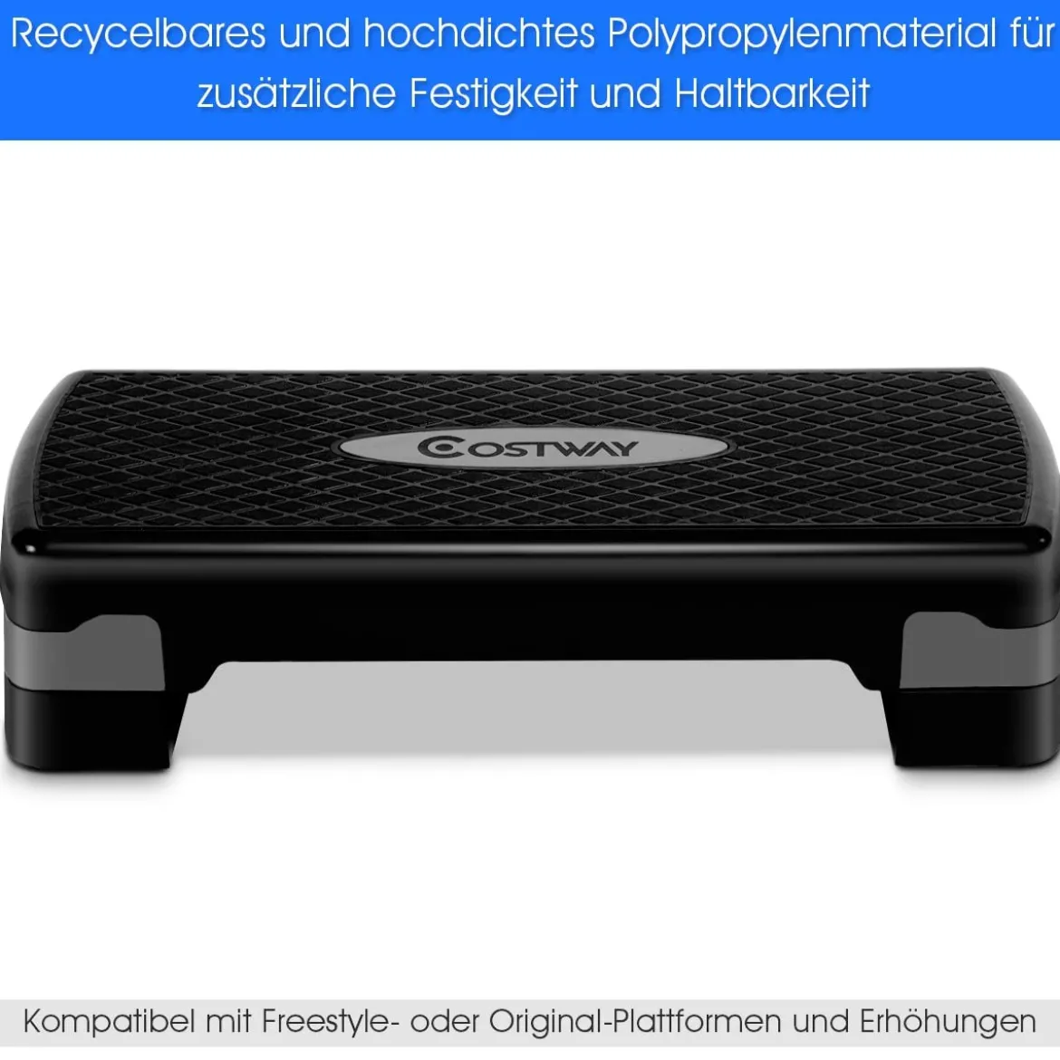 Steppbrett Aerobic Stepper höhenverstellbar Step Bench mit 2 Stufen (10/15 cm) bis 200kg belastbar