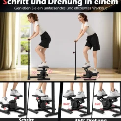 Stepper für Training Twist Stair Stepper Trainingsgerät mit höhenverstellbarem Griff & Rutschfesten Pedalen Schwarz