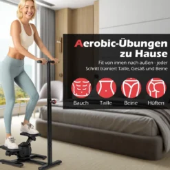 Stepper für Training Twist Stair Stepper Trainingsgerät mit höhenverstellbarem Griff & Rutschfesten Pedalen Schwarz