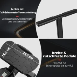 Stepper für Training Twist Stair Stepper Trainingsgerät mit höhenverstellbarem Griff & Rutschfesten Pedalen Schwarz