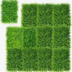 12 Stk. Künstliches Pflanzenwand Hecke Efeublättern Sichtschutz Heckenpflanze Windschutz für Garten 40,5 x 59 cm