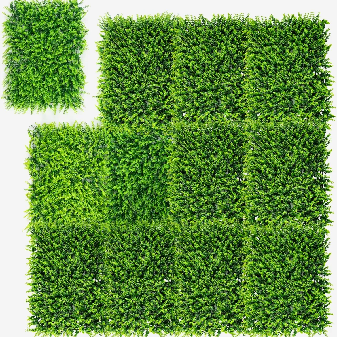 12 Stk. Künstliches Pflanzenwand Hecke Efeublättern Sichtschutz Heckenpflanze Windschutz für Garten 40,5 x 59 cm