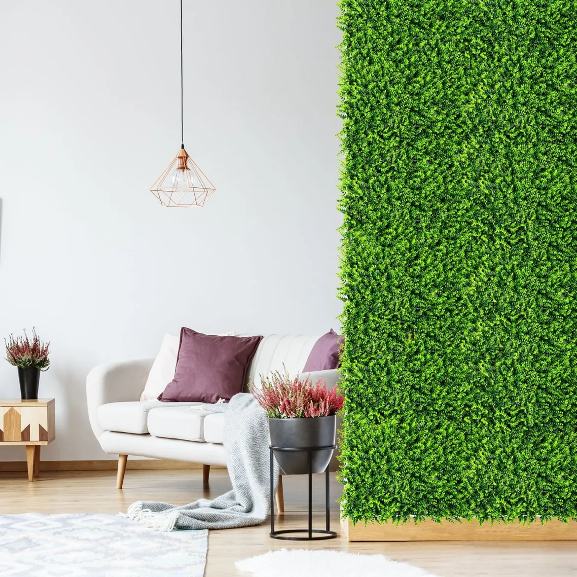 12 Stk. Künstliches Pflanzenwand Hecke Efeublättern Sichtschutz Heckenpflanze Windschutz für Garten 40,5 x 59 cm