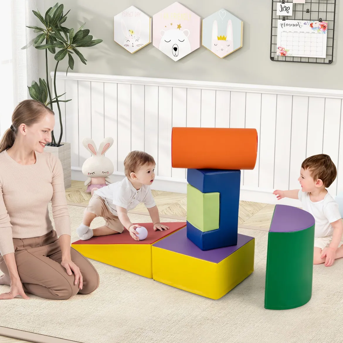 6 STK. Schaumstoffbausteine Riesenbausteine zum Toben und Klettern Softbausteine aus Schaumstoff