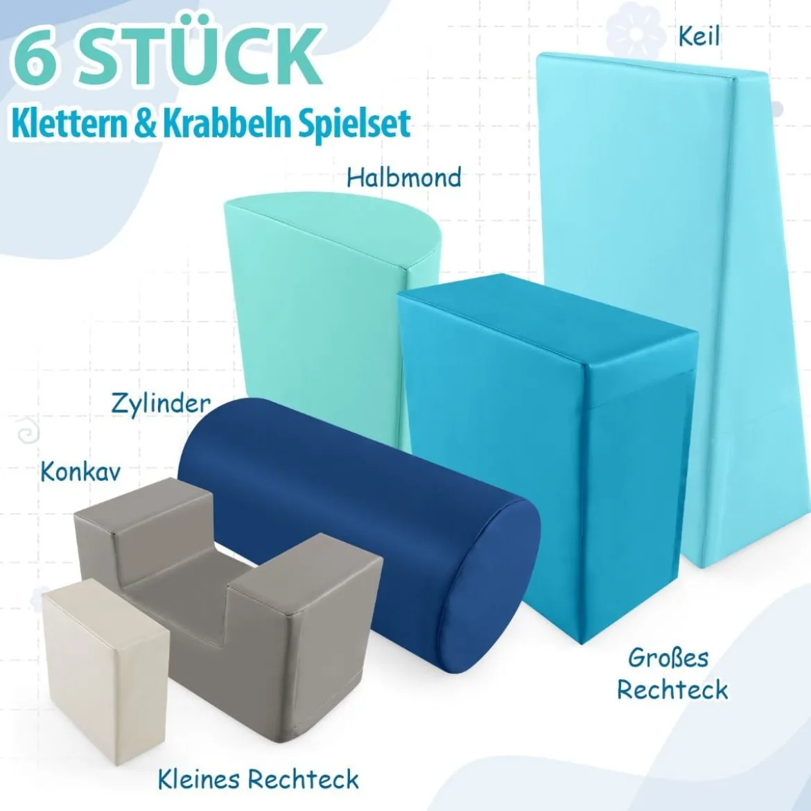 6 STK. Schaumstoffbausteine Riesenbausteine zum Toben und Klettern Softbausteine aus Schaumstoff