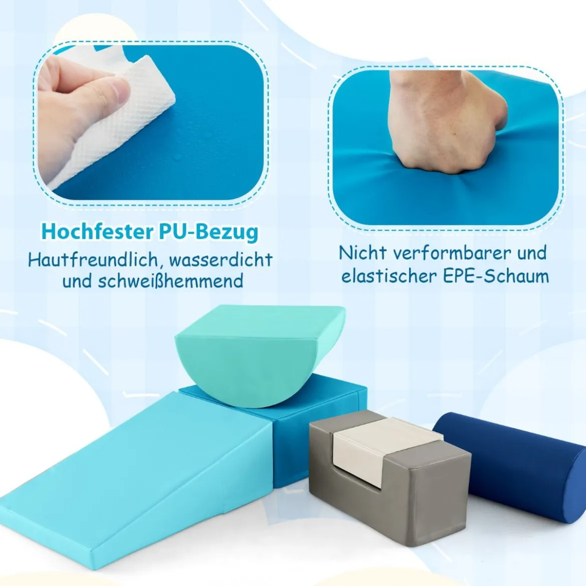 6 STK. Schaumstoffbausteine Riesenbausteine zum Toben und Klettern Softbausteine aus Schaumstoff