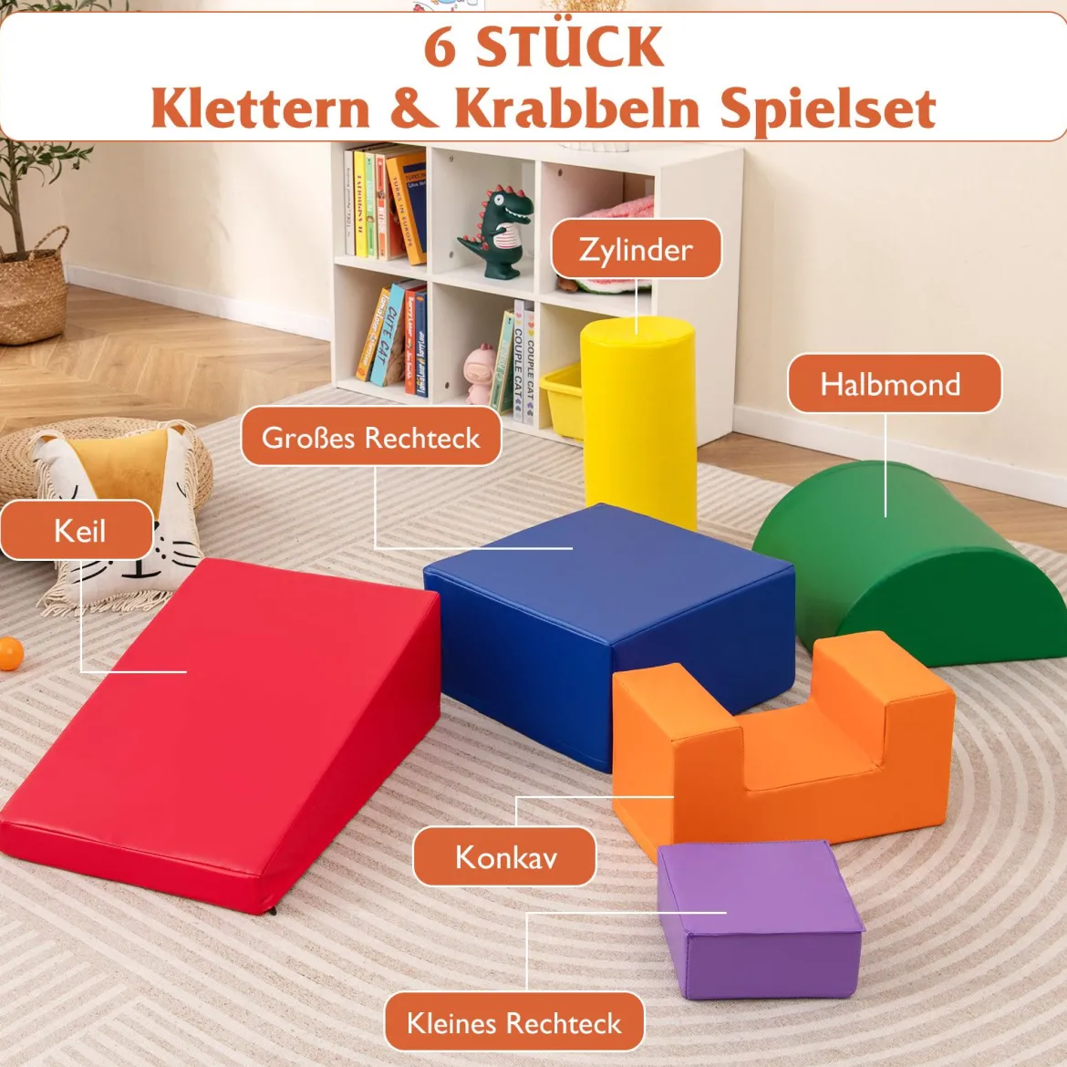 6 STK. Schaumstoffbausteine Riesenbausteine zum Toben und Klettern Softbausteine aus Schaumstoff