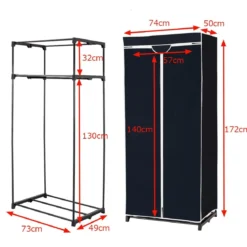 Stoff Kleiderschrank mit Kleiderstange & Ablage Stoffschrank Faltschrank Stoffkleiderschrank