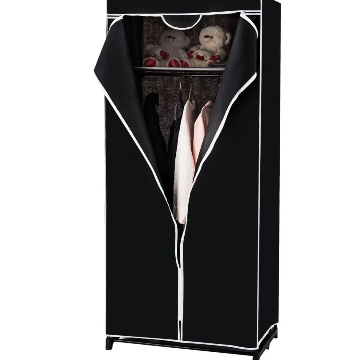 Stoff Kleiderschrank mit Kleiderstange & Ablage Stoffschrank Faltschrank Stoffkleiderschrank