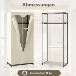 Stoff Kleiderschrank mit Kleiderstange & Ablage Stoffschrank Faltschrank Stoffkleiderschrank