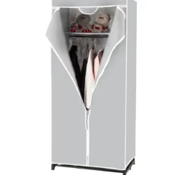 Stoff Kleiderschrank mit Kleiderstange & Ablage Stoffschrank Faltschrank Stoffkleiderschrank