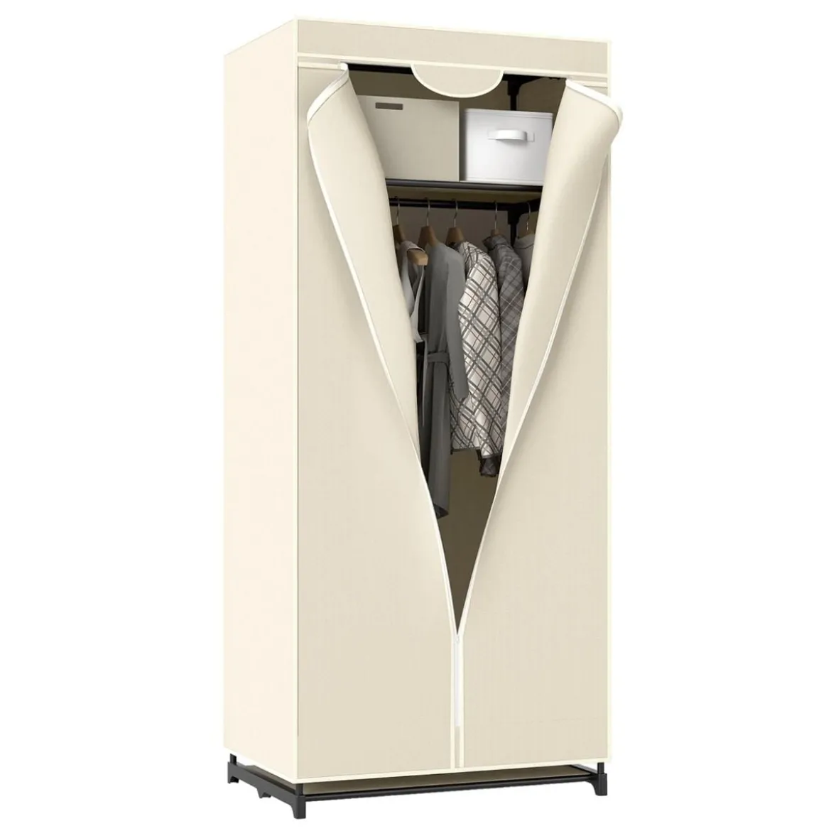 Stoff Kleiderschrank mit Kleiderstange & Ablage Stoffschrank Faltschrank Stoffkleiderschrank