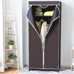 Stoff Kleiderschrank mit Kleiderstange & Ablage Stoffschrank Faltschrank Stoffkleiderschrank