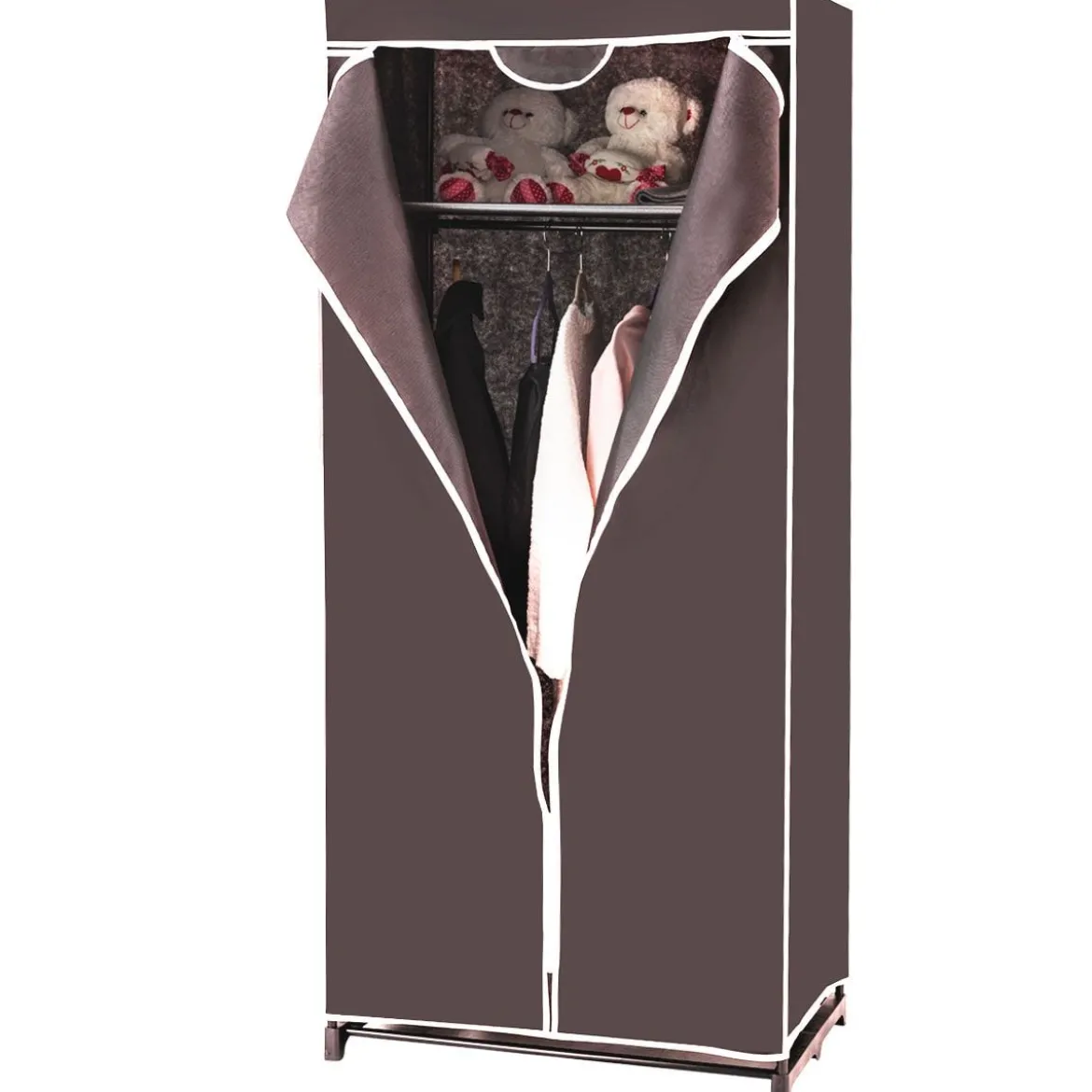 Stoff Kleiderschrank mit Kleiderstange & Ablage Stoffschrank Faltschrank Stoffkleiderschrank