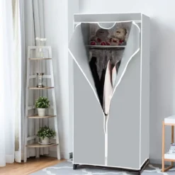 Stoff Kleiderschrank mit Kleiderstange & Ablage Stoffschrank Faltschrank Stoffkleiderschrank