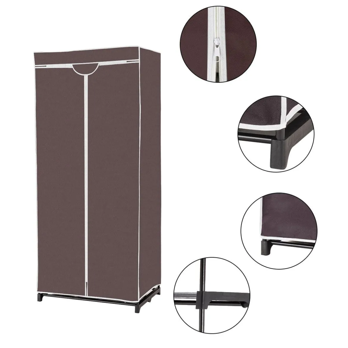 Stoff Kleiderschrank mit Kleiderstange & Ablage Stoffschrank Faltschrank Stoffkleiderschrank
