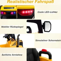 Straßenkehrer Elektrotruck für Kinder mit 2 Rotierenden Bürsten Gelb