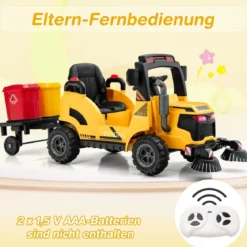 Straßenkehrer Elektrotruck für Kinder mit 2 Rotierenden Bürsten Gelb