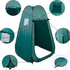 Strand Duschzelt Umkleidezelt 120 x 120 x 190cm Toilettenzelt mit Aufbewahrungstasche Faltbar Grün/Tarnung