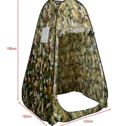Strand Duschzelt Umkleidezelt 120 x 120 x 190cm Toilettenzelt mit Aufbewahrungstasche Faltbar Grün/Tarnung