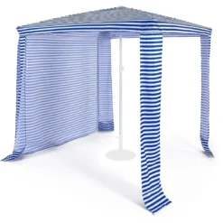 Strandschirm mit Seitenwand Sonnenschirm Strandkabine 202 x 202 x 233-270 cm Marineblau