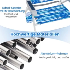 Strandstühle klappbar leicht 2er Set Campingstühle mit verstellbarer Rückenlehne Blau