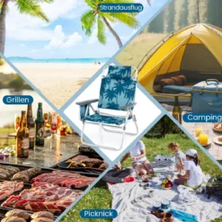 Strandstühle mit Tisch klappbare Campingstühle mit verstellbarer Rückenlehne Klappstühle leicht Blau