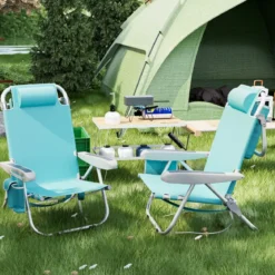 Strandstühle 1/2 x Strandstuhl klappbare Campingstühle mit Verstellbarer Rückenlehne