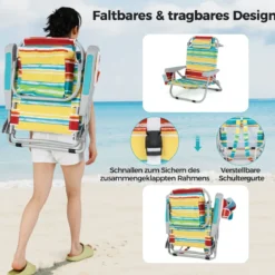 Strandstühle 1/2 x Strandstuhl klappbare Campingstühle mit Verstellbarer Rückenlehne