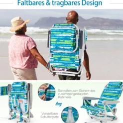 Strandstühle 1/2 x Strandstuhl klappbare Campingstühle mit Verstellbarer Rückenlehne