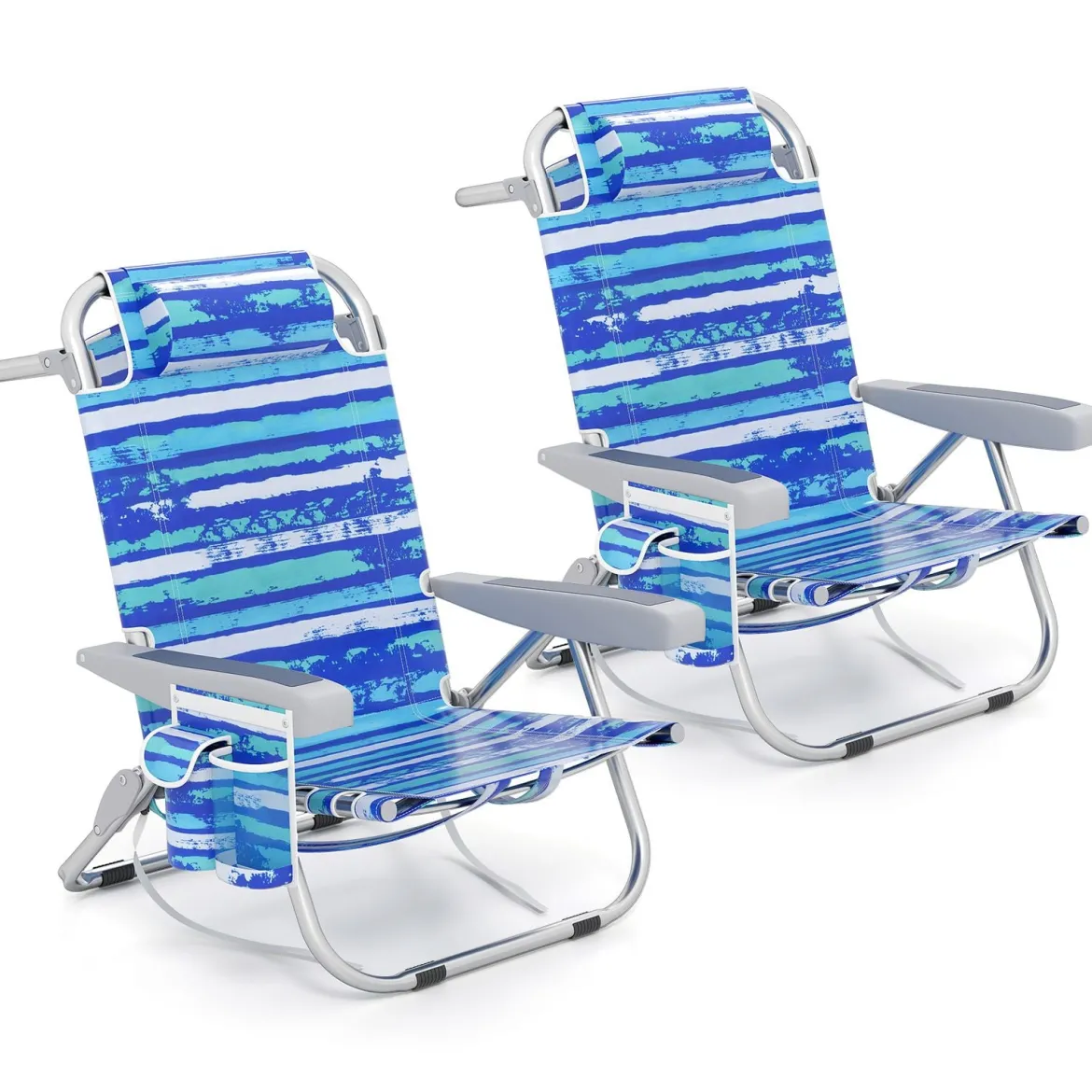 Strandstühle 1/2 x Strandstuhl klappbare Campingstühle mit Verstellbarer Rückenlehne