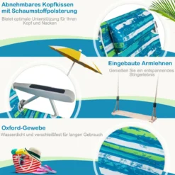 Strandstühle 1/2 x Strandstuhl klappbare Campingstühle mit Verstellbarer Rückenlehne