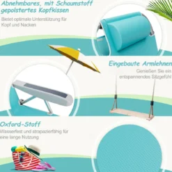 Strandstühle 1/2 x Strandstuhl klappbare Campingstühle mit Verstellbarer Rückenlehne