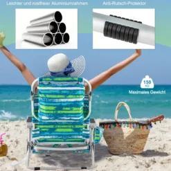Strandstühle 1/2 x Strandstuhl klappbare Campingstühle mit Verstellbarer Rückenlehne