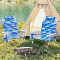 Strandstühle 1/2 x Strandstuhl klappbare Campingstühle mit Verstellbarer Rückenlehne
