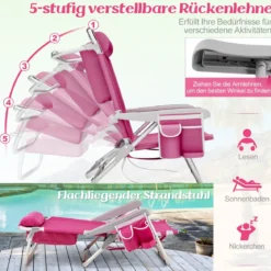 Strandstühle 1/2 x Strandstuhl klappbare Campingstühle mit Verstellbarer Rückenlehne